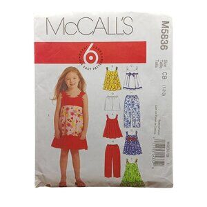 McCalls M5836 Girls Dress & Pants Sewing Pattern Size CB 1-2-3